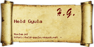 Held Gyula névjegykártya